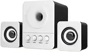 JSEIAJB Desktop Mini Speakers Subwoofer 2.1 Stereo Bass Speaker Support U Disk Notebook Music Player Bass Loudspeaker(White-Prawn onion4)