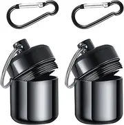 YUXIANLB 2 Pack Ear Plug Carrying Case Keychain, Waterproof Metal Earplug Case with Carabiner for Ear Plugs, Small Travel Pill Organizer Loops Ear Plugs Case Keychain Container Holder