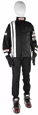 JR FIRE SUIT RACE SUIT 2 PIECE JACKET & PANTS SFI 3.2A/1 BLACK SIZE KIDS 14-16