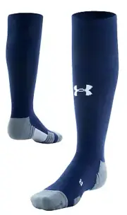 Under Armour Over Calf Navy Blue Soccer Socks, Mens Shoe 8.5-13 Womens 10-14 S4