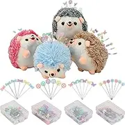 Riceshoot 4 Pcs Hedgehog Shape Pin Cushion Cute Pincushions for Sewing with 200 Pcs Sewing Pins Quilting Pins Straight Pins for Sewing Pins Set for Handicrafts DIY Projects Patchwork