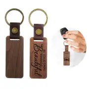 10Pcs Custom Keyring Engraved Wooden Key Fob DIY Keychain for Loved Ones