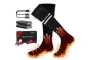 2025 Heated Socks APP Control for Men Women, 6000mAh*2 Battery Rechargeable, Working 10 Hours, Electric Heated Washable Socks Smart Foot Warmers for Camping Fishing Cycling Skiing Skating HikingBlack