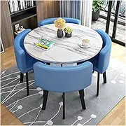 YAXANSIH Modern Conference Room Table Business Coffee Table Modern Business Negotiation Dining Table and Chair Combination，Coffee Table Conference Room Table，Area Home Balcony Small Round Table(Blue)