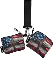 [XYMZR] Mini Zip Around Wristlet keychain Wallet Cross American Flag for Women Personalized Pattern Detachable Dual Pouch Wristlet Portable Wallet Phone Coin Purse, Multi-colored, One Size