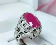 Natural Big Ruby African Ruby For Men Graceful Design Ring Sterling Silver 925