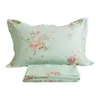 Green Floral Bed Sheet Set Cotton Sheets 4-Piece King Size