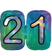 21st Birthday Number 21 Holographic SuperShape Foil Balloon