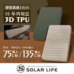 SOLAR LIFE 索樂生活 3D雙人TPU自動充氣睡墊床墊 / 200*135*10CM.自動充氣床 露營氣墊床 TPU床墊