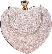 [VERDANVERSE] Heart Shaped Sequins Evening Clutch Handbag for Women Portable Chain Bag for Parties Weddings and Daily Use Stylish and Convenient Storage Pouch