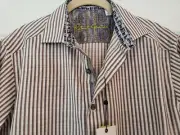NWT Robert Graham Gray Stripe Long Sleeve Shirt Flip Cuff