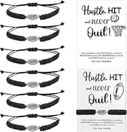 12 Set Football Bracelets Gifts Football Jewelry Charm with Inspirational Cards Adjustable Woven Football Braided Sports Bracelets for Football Stuff Team Players Party Favors bulk, Medium,