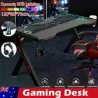 Gaming Desk Carbon Fiber Desktop Adjustable RBG LED Light Computer Laptop Table