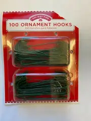1 pack of 100 green ornament hooks approx 2.5" Christmas tree
