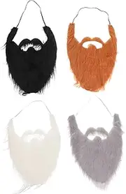 4pcs Halloween False Whiskers Mustache for Costume Beard j Beard Decoration Beards Funny Wizard Beard Cosplay Costume Party Fake Beard Halloween Fake Whiskers Elastic Rope Green