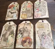 Lot Handmade Junk Journal Tags Card Vintage Ephemera Shabby Crafts Art Nouveau