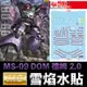 【鋼普拉】雪焰水貼 螢光版 BANDAI 鋼彈UC MG 1/100 MS-09 DOM II 德姆 2.0 黑色三連星