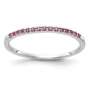 Solid 14k White Gold PinK Simulated Sapphire Band