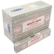 Satya White Sage Agarbatti Incense Sticks 15 Grams x 12 Packs 180gm in a box