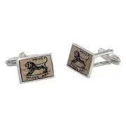 Sterling Silver Lion Of Megiddo Judaica Mens Cufflinks Oblong Jerusalem Stone