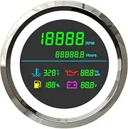 HAN-Store 6 in 1 85mm LCD Multi-Function Tachometer Fuel Gauge Water Temperature Oil Pressure Voltmeter Hour Meter Fit for Boat Car Yacht (Color : WS)