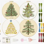 Merry Snowflake Pine Tree Embroidery Kit - DIY Adult Beginner Stamped Cross Stit