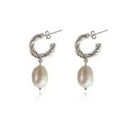 Culturesse 30mm Adley Freshwater Pearls Drop Earrings Fashion Sterling Silver