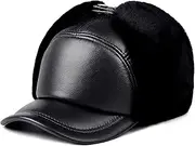 [CVMRBY] Winter Hats,Bomber Hat Men Bomber Hat Hat with Earflap Winter Windproof Trooper Trapper Hat Leather Waterproof Aviator Cap
