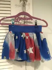 NWT JUSTICE GIRLS PATRIOTIC TULLE SKIRT 6 SPARKLY STARS RED WHITE BLUE 4TH JULY