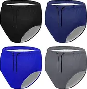 Cutecrop 4 Pcs Reusable Adult Youth Swim Diapers Special Needs Washable Diapers Leakproof Swimwear for Incontinence Cloth Diaper Swimmers Nappy Trunks for Incontinence Protection Unisex(Large)