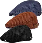 [Ztexkee] 10 Pack Mesh Flat Cap Breathable Summer Newsboy Hat Beret Ivy Hat Gatsby Newsboy Hat for Driving Hunting for Men