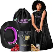 FIVONA 4 in 1 Yoni Steam Kit Black - Foldable Over The Toilet Steamer Seat with Herbal Blend, Storage Bag and Steam Gown - Effective Detox pH Balance Cleansing and Relaxation