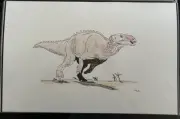 Edmontosaurus Original PALEOART By Mike Harn! 11x17 Bristol Colored Pencil!