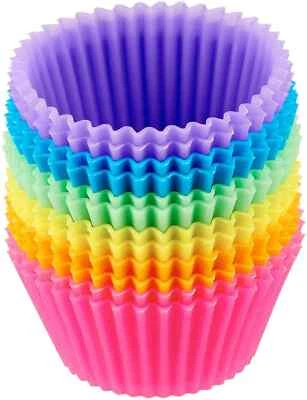 12 Multi Colored Silicone Cupcake/Muffin Holders. New. Reuseable.