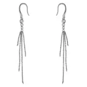 tassel drop earrings solid Sterling Silver long CZ. 6cm drop. Gift Box