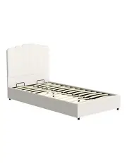 [Artiss] Fion Boucle King Single Size Bed Frame in White
