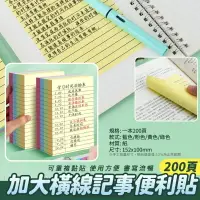 在飛比找樂天市場購物網優惠-佑育生活館 【現貨】加大號 香彩四色橫線便利貼約200張 四