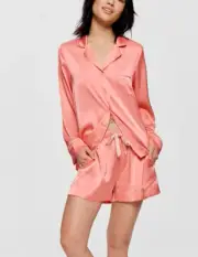 NEW PETER ALEXANDER POLY SATIN TOP & SHORTS PJ SET MEDIUM M RRP$159.90