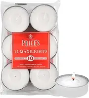 Price's - Maxi Tealights - Pack of 12 - Unscented - 10 Hour Burn Time - Quality White Wax