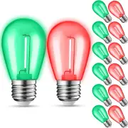 12-Pack Red Green String Light Bulbs, Patio String Light Replacement Bulbs for O