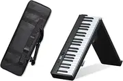Folding Piano Keyboard, 88 Key Semi-Weighted Digital Piano, Bluetooth Electric Piano with Sustain Pedal & Carrying Case, Ideal for Adult, Kids (Size : Black)