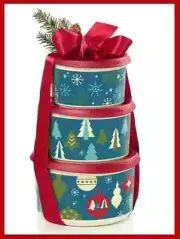 NEW Tupperware 4 pc Stacking Canister Set Christmas Holidays cookie snack gift