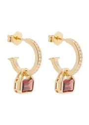 V BY Laura Vann Embellished 18kt Gold-plated Hoop Earrings - Red ONE SIZE