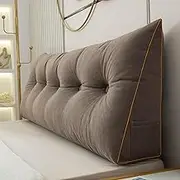 Sofa Slipcovers Large Triangular Wedge Pillow for Headboard Rest Reading Lumbar Support Cushion Waist Backrest Sofa Daybed Positioning Bolster Sea Salt Coffee 80x50x20cm