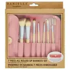 Danielle Bamboo Roll Up Brush Set, Pink, 7 Ct