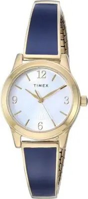 Timex Women's TW2R98500 Stretch Bangle 25mm Analog Display Gold Watch "NEW"