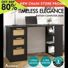 Alfordson Computer Desk Drawers Office Laptop PC Study Table Shelf Black