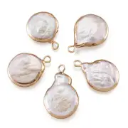 10pcs Electroplate Natural Keshi Pearl Pendants Cultured Freshwater Pearl Charms