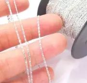 1mt(3.3ft) Sterling Silver Chain 925 Solid Silver Soldered Chain (1.2x0.6mm)