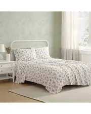 Laura Ashley 200 Thread Count Le Fleur Cotton Flannel Sheet Set
